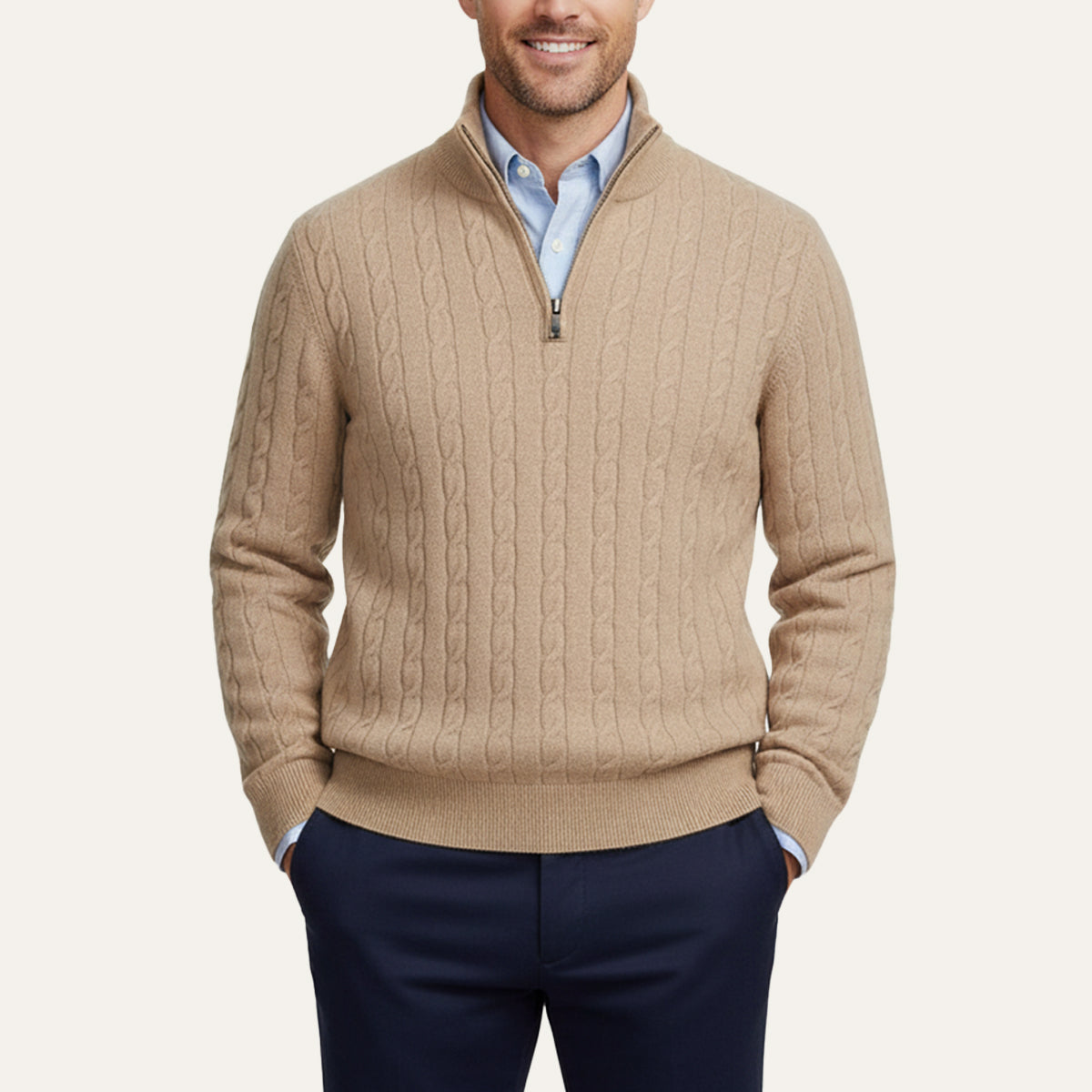 St. Moritz Men's Cable Knit Zip Sweater