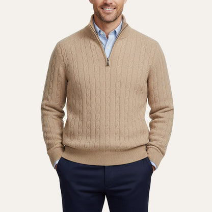 St. Moritz Men's Cable Knit Zip Sweater