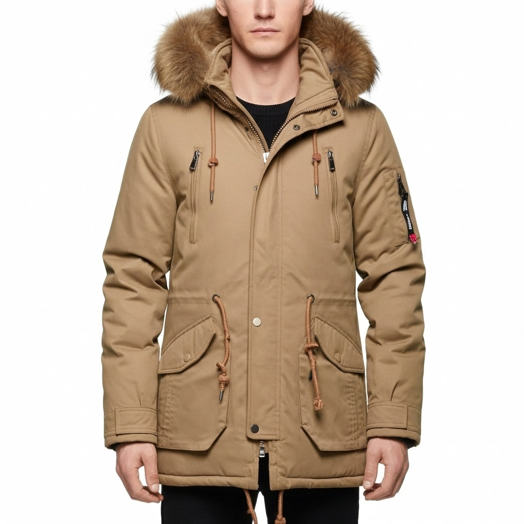 Men's Camouflage Hooded Parka Thick Windproof Velvet Jacket
