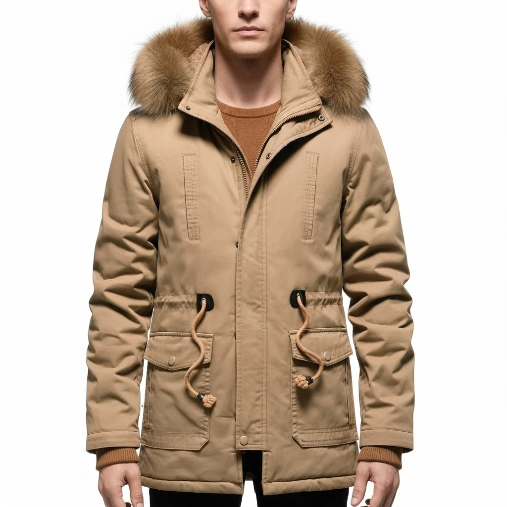 Men's Camouflage Hooded Parka Thick Windproof Velvet Jacket