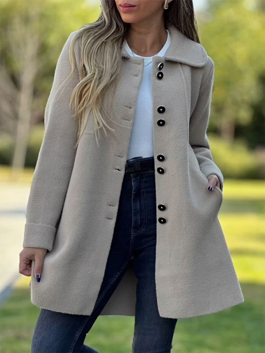 Women's A-Line Coat Button Front - VibreMode