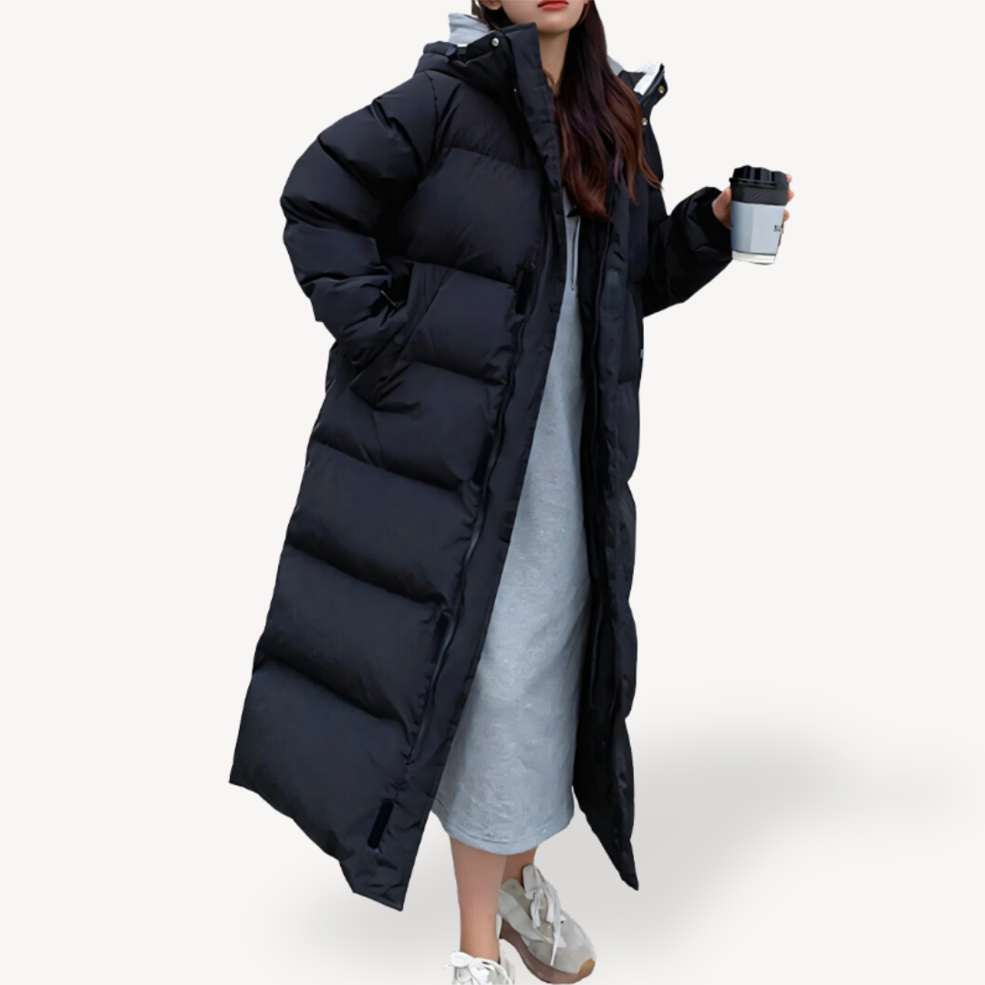 Women's Long Hooded Puffer Jacket - VibreMode