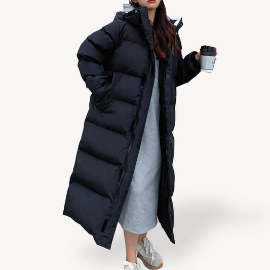 Women's Long Hooded Puffer Jacket - VibreMode