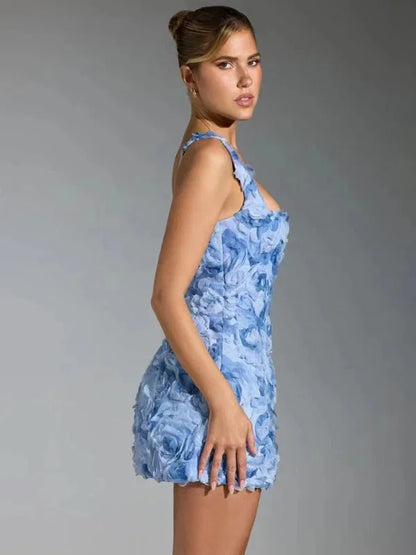 Women's Floral Mini Dress With Straps