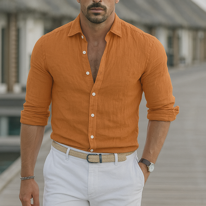 Men's Long-Sleeve Linen Shirt Everyday Wear