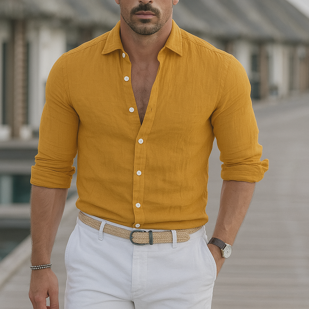 Men's Long-Sleeve Linen Shirt Everyday Wear