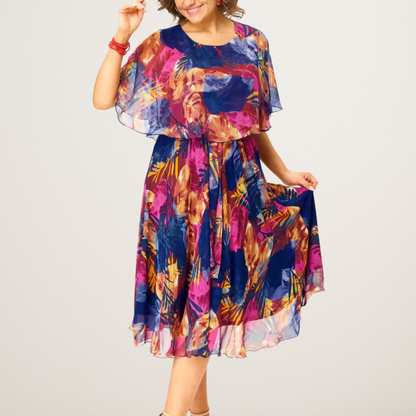 Women's Chiffon Draped Dress Tummy Control Flowy - VibreMode
