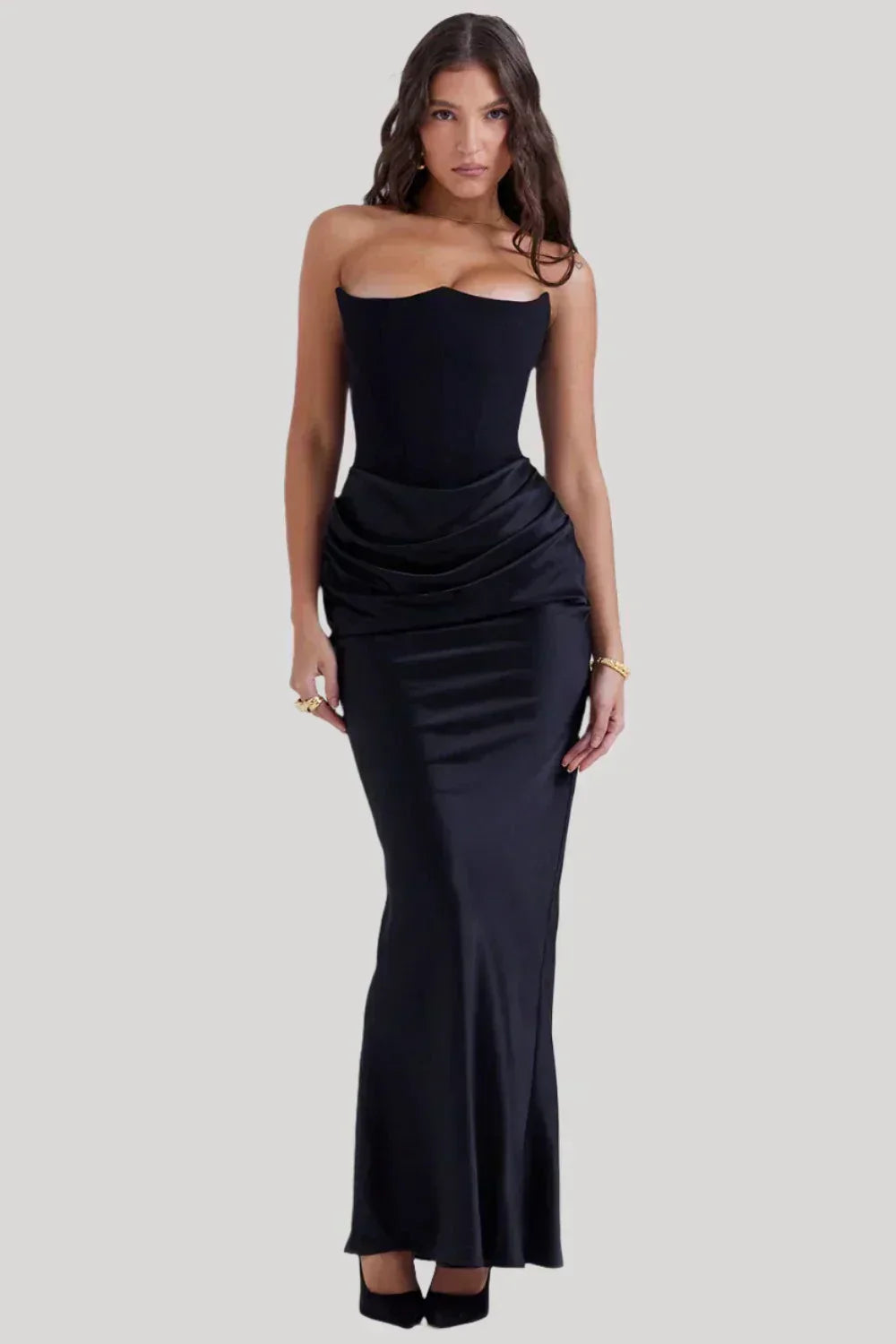 Elegant Cold Shoulder Long Dress - VibreMode