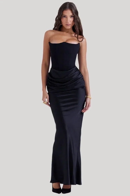 Elegant Cold Shoulder Long Dress - VibreMode