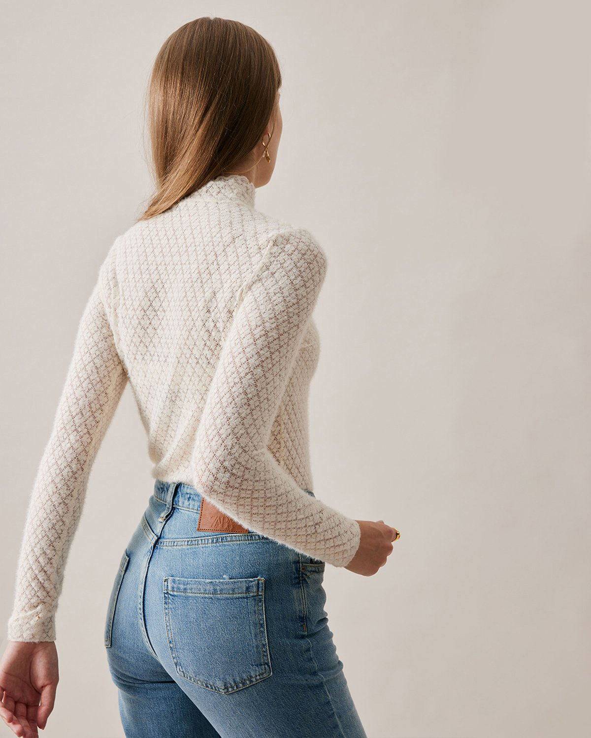 Women's Cashmere Turtleneck Sweater Lace Detail