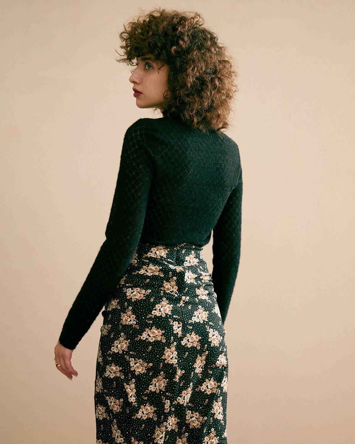 Women's Cashmere Turtleneck Sweater Lace Detail