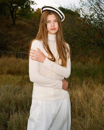 Women's Cashmere Turtleneck Sweater Lace Detail