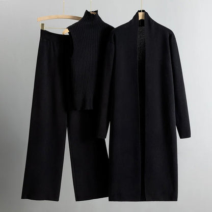 Women's 3-Piece Set Cardigan Wide Leg Pants