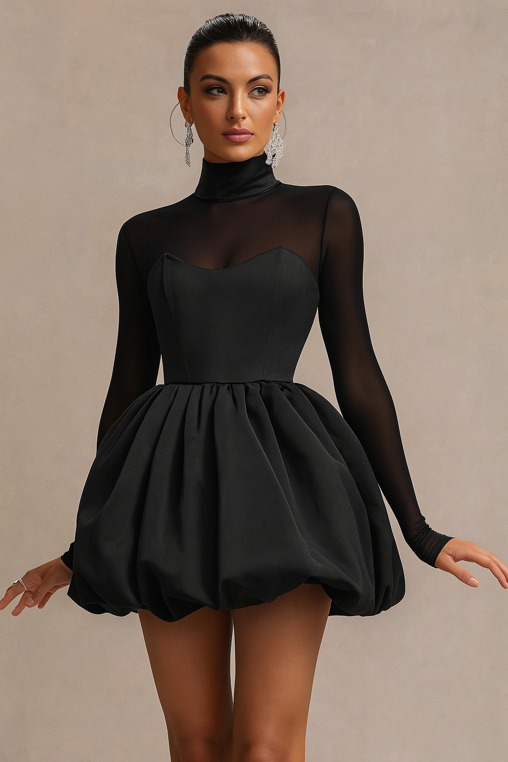 Women's Long Sleeve Mini Dress Fit And Flare - VibreMode