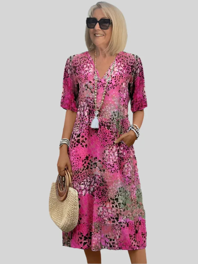 Women's V-Neck Casual Midi Dress