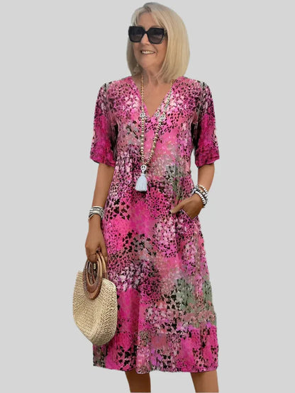 Women's V-Neck Casual Midi Dress