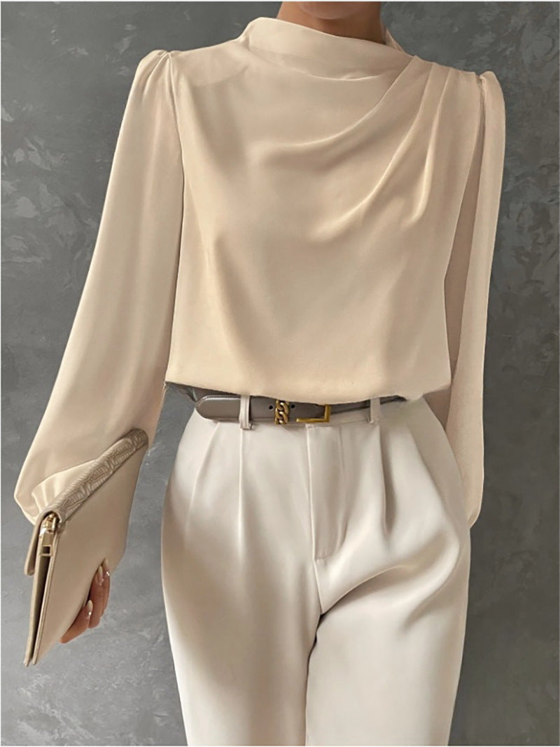 Women's Long Sleeve Blouse Draped Style - VibreMode
