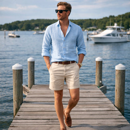Men's Cotton Linen Beach Shirt Lightweight