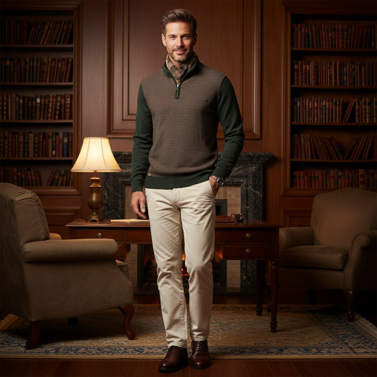 Men's Half Zip Winter Knit Sweater