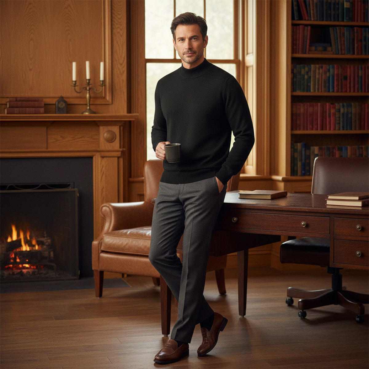 Men's Mock Neck Knit Sweater