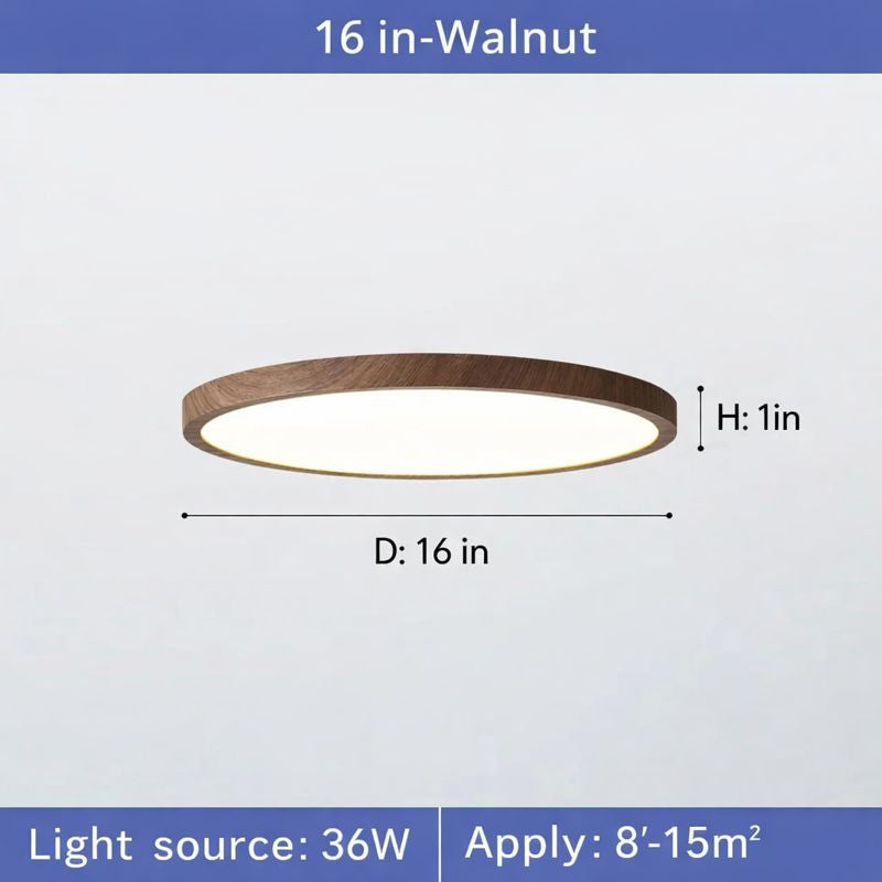 Circular Wooden Ceiling Light Walnut LED Ultrathin Indoor