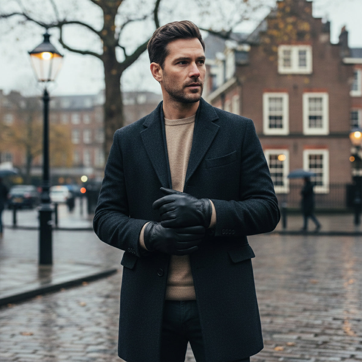 Men's Leather Wool Lined Driving Gloves