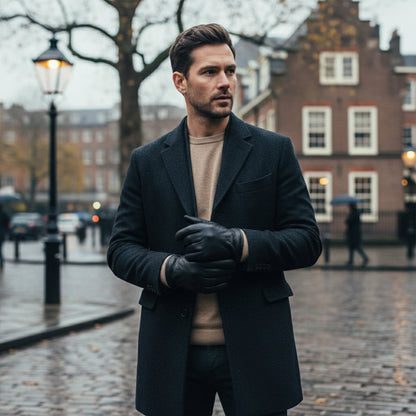 Men's Leather Wool Lined Driving Gloves