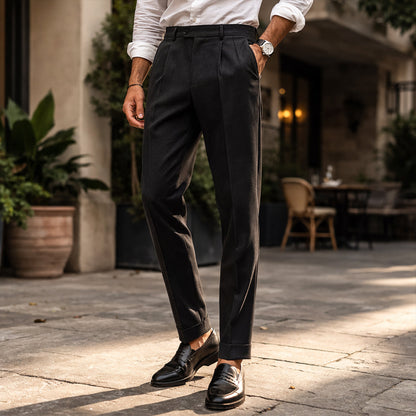 Men's Classic Pleated Tailored Pants