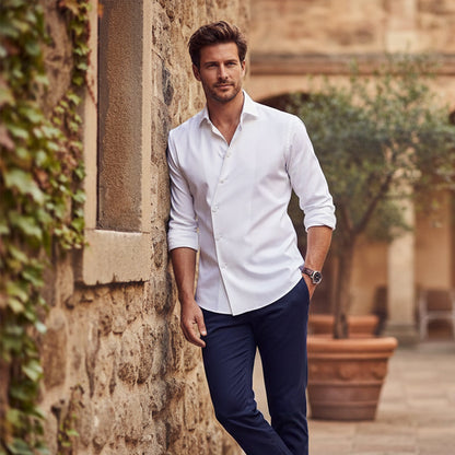 Men's Asymmetrical Button Dress Shirt