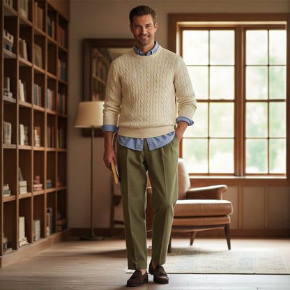 Men's Linen Summer Pants Loose Fit Breathable Beige