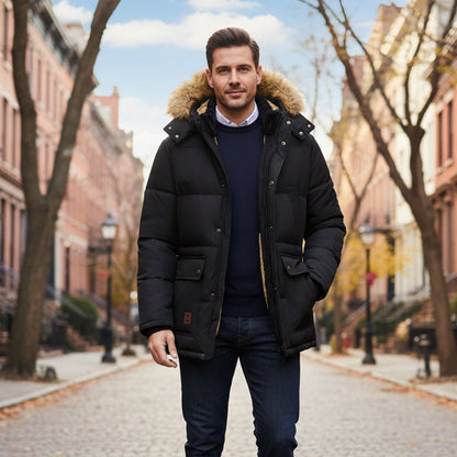 Men's Winter Parka Jacket Warm Fur Collar