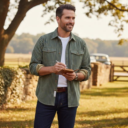 Men's Vertical Stripe Denim Shirt