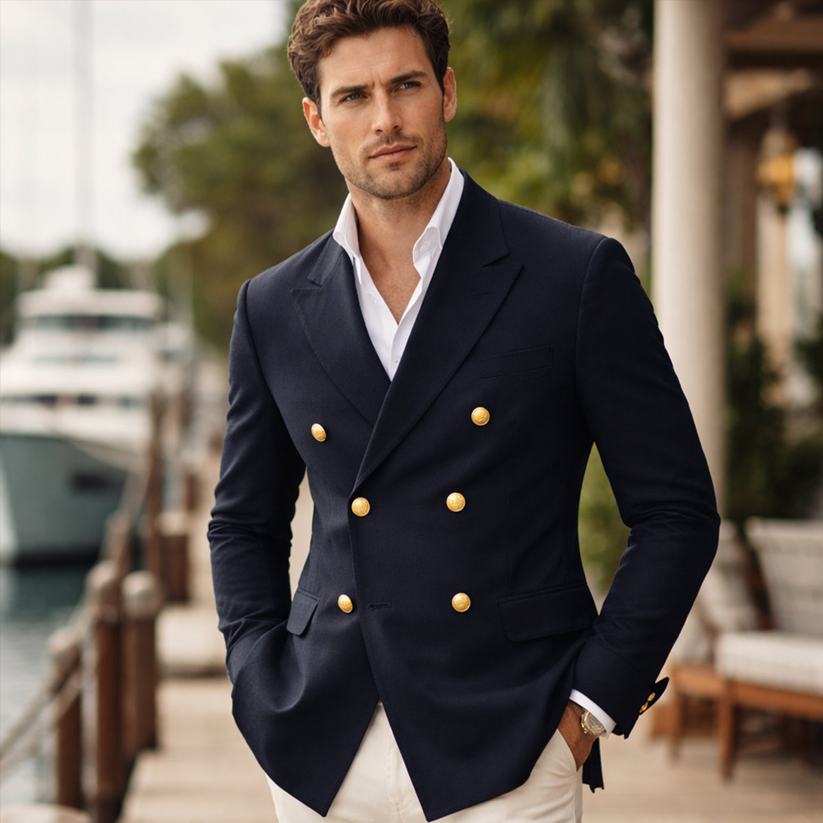 Men's Slim Fit Double Breasted Casual Shirt