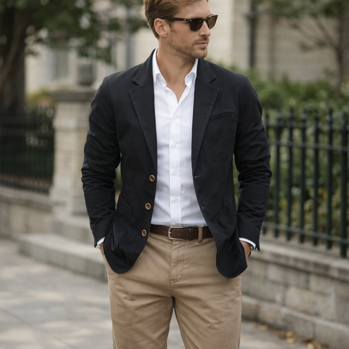 Men's Cotton Blazer Lightweight Beige