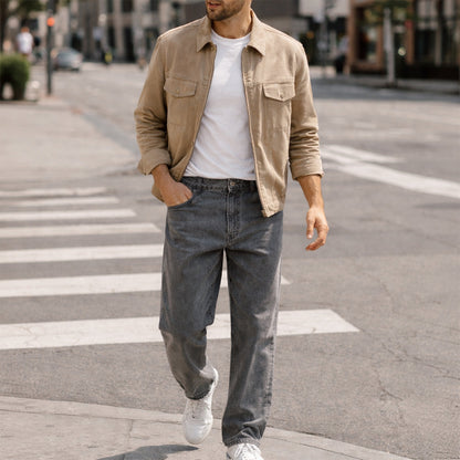 Men's Cotton Straight Leg Pants Loose Fit
