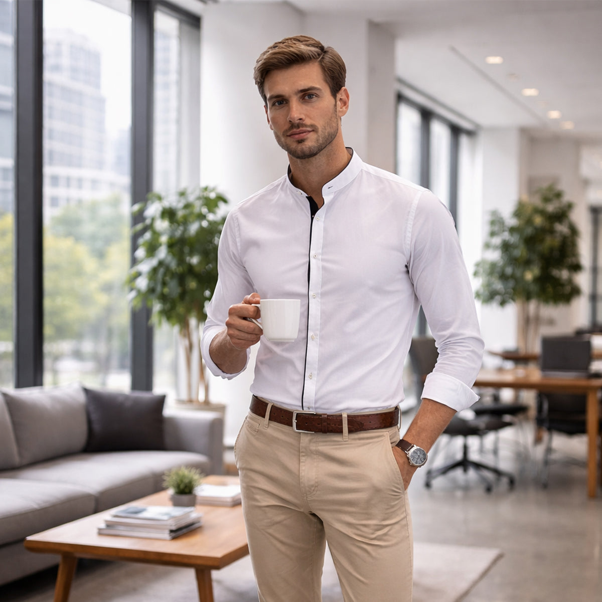 Ashcroft Men's Tailored Collar Dress Shirt