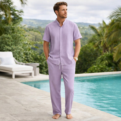 Men's Linen Summer Set Shirt Pants Lightweight