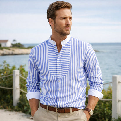 Men's Slim Fit Striped Dress Shirt Lightweight