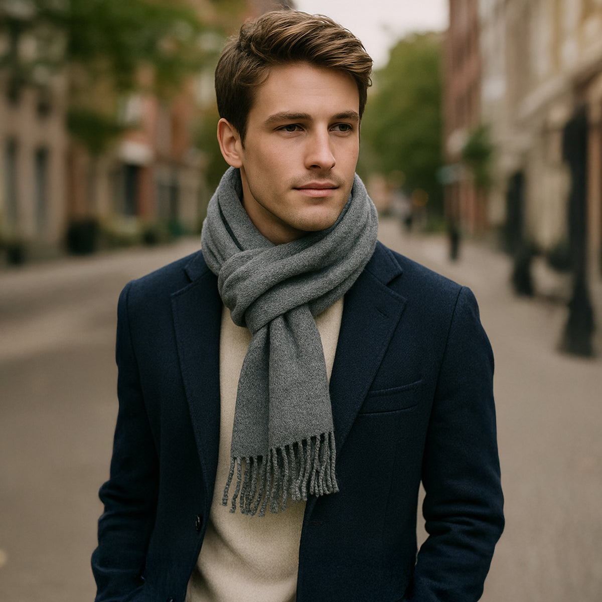 Men's Cashmere Merino Scarf Gray