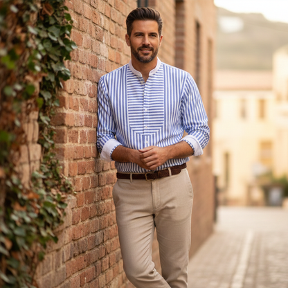 Men's Slim Fit Striped Dress Shirt Lightweight