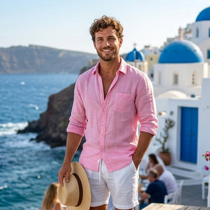 Men's Cotton Linen Beach Shirt