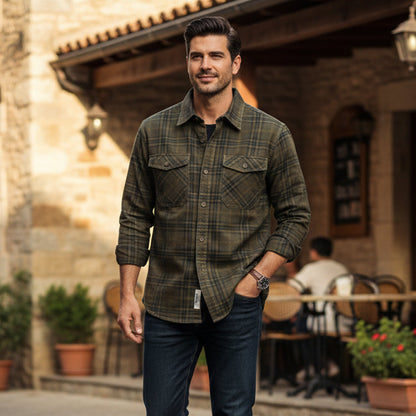 Men's Cotton Shirt Jacket Lightweight Checkered