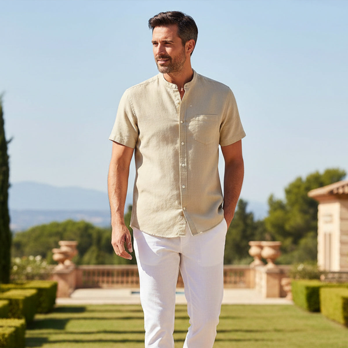 Men's Casual Summer Shirt Cotton Chest Pocket