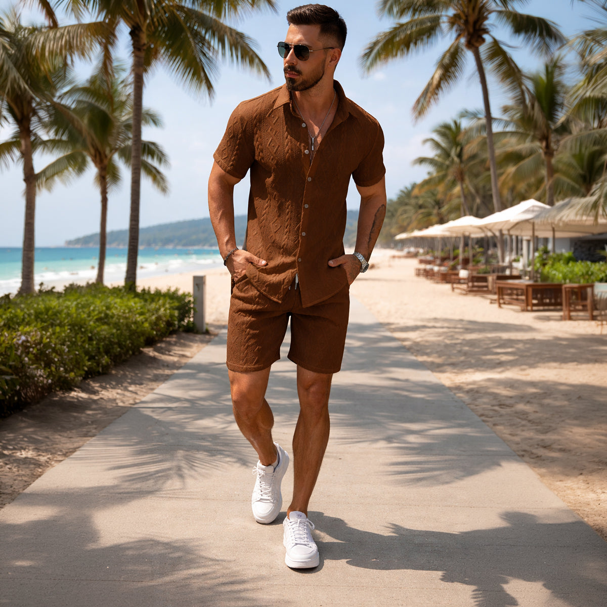 Men's Lightweight Summer Shirt And Shorts Set