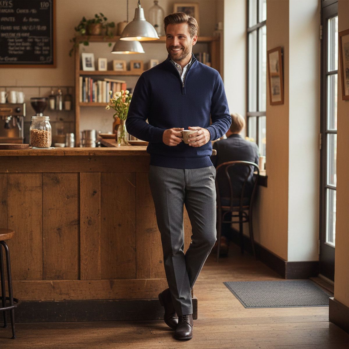 Men's Quarter Zip Sweater Smart Casual
