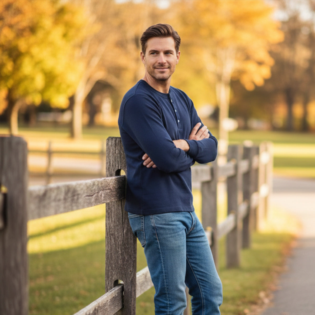 Men's Cotton Casual Henley Shirt Lightweight