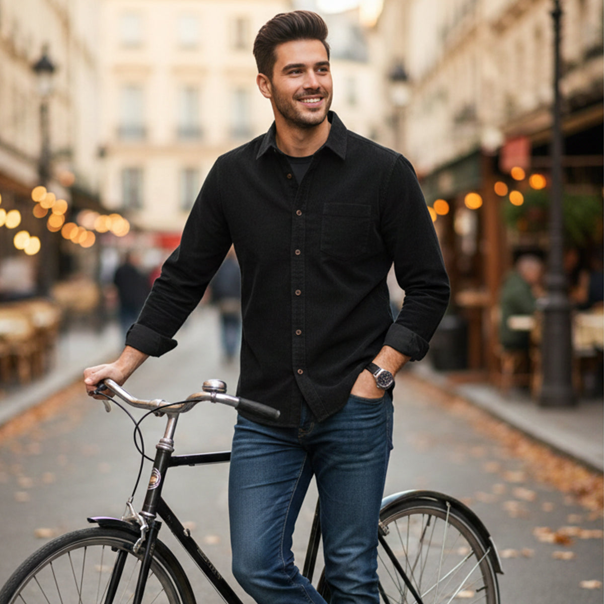 Men's Corduroy Shirt Solid Color Casual