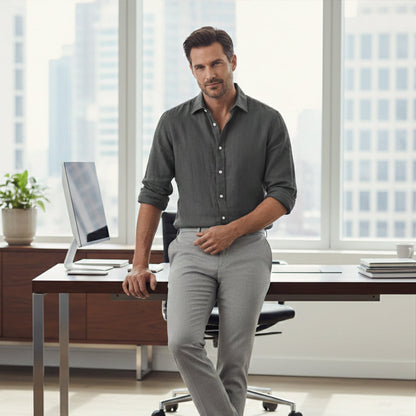 Men's Cotton Linen Shirt Breathable Relaxed Fit