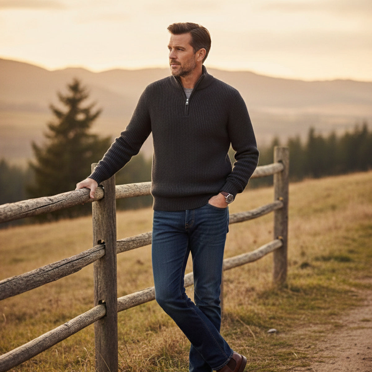 Vicenza Men's Soft Knit Half Zip Sweater