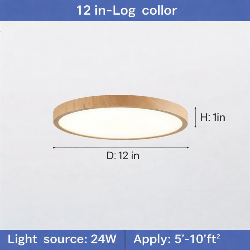 Circular Wooden Ceiling Light Walnut LED Ultrathin Indoor